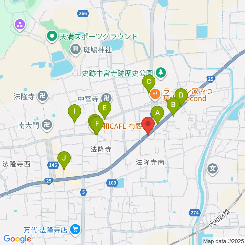 ピアノ工房ジークレフ周辺のカフェ一覧地図