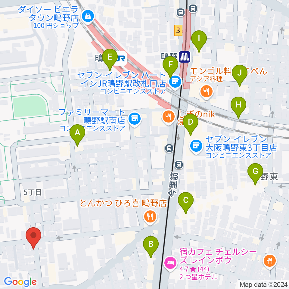 音楽教室きじばとの家周辺のカフェ一覧地図