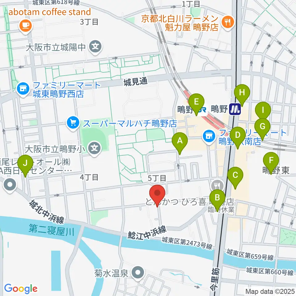 音楽教室きじばとの家周辺のカフェ一覧地図