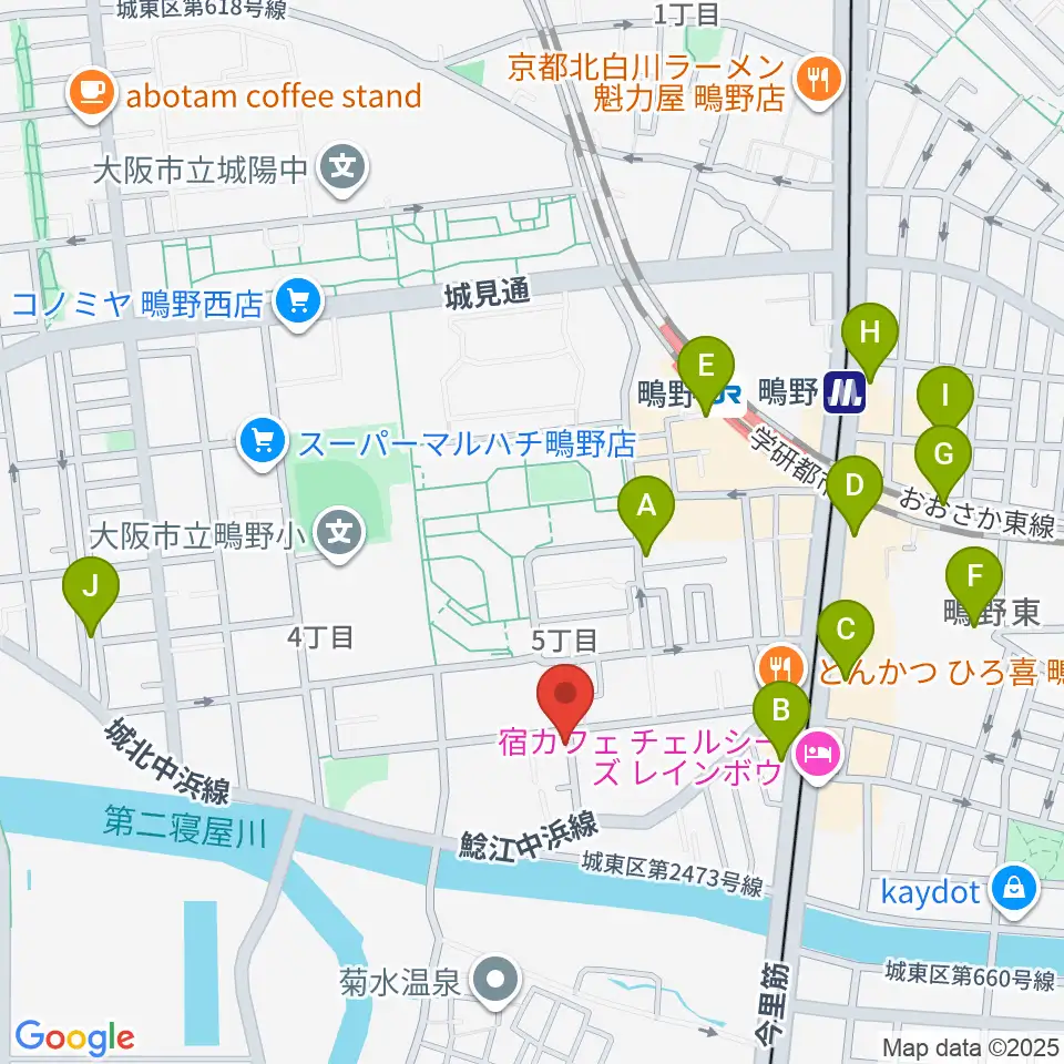 音楽教室きじばとの家周辺のカフェ一覧地図