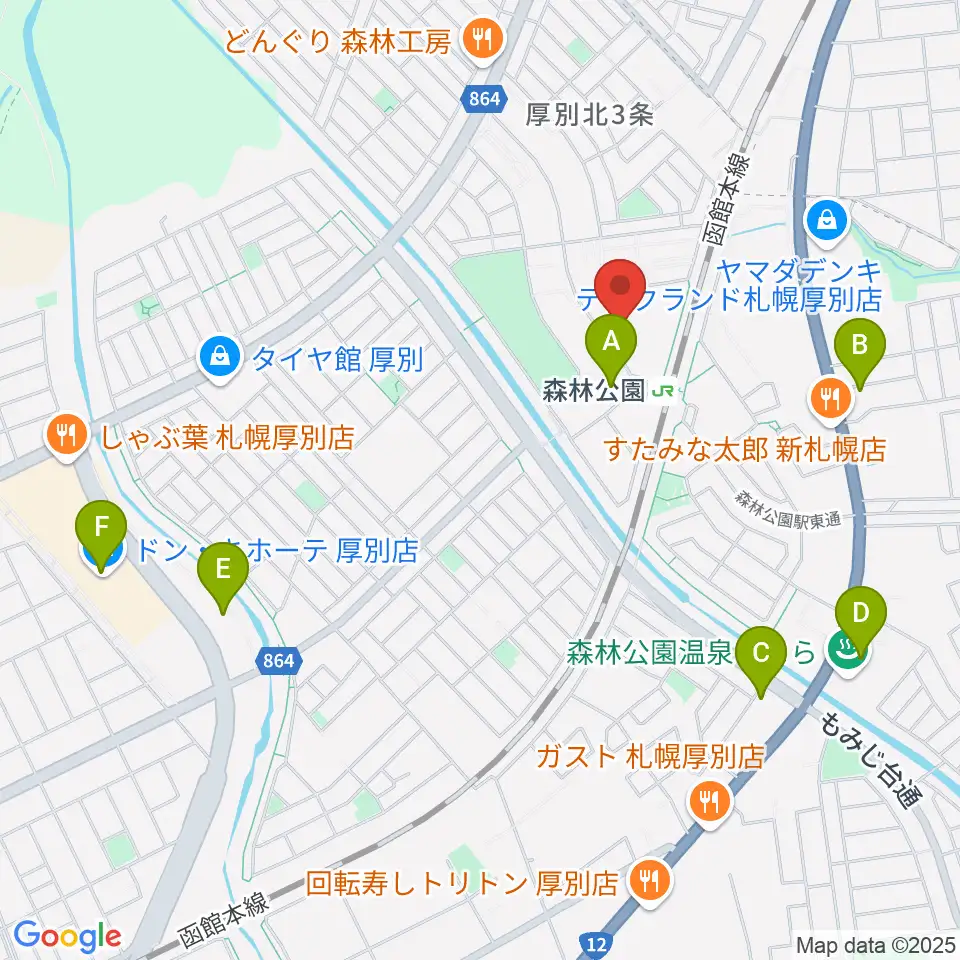 森林公園音楽センター ヤマハミュージック周辺のカフェ一覧地図