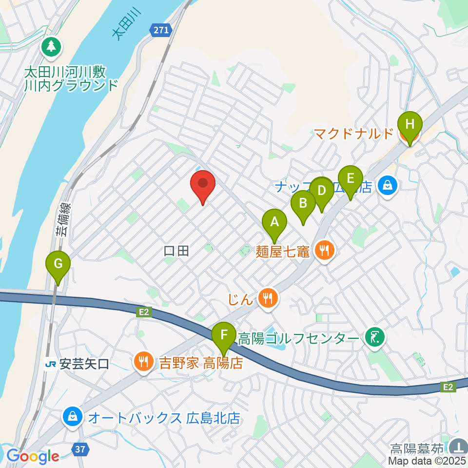 ミュージックウィング広島音楽教室周辺のカフェ一覧地図