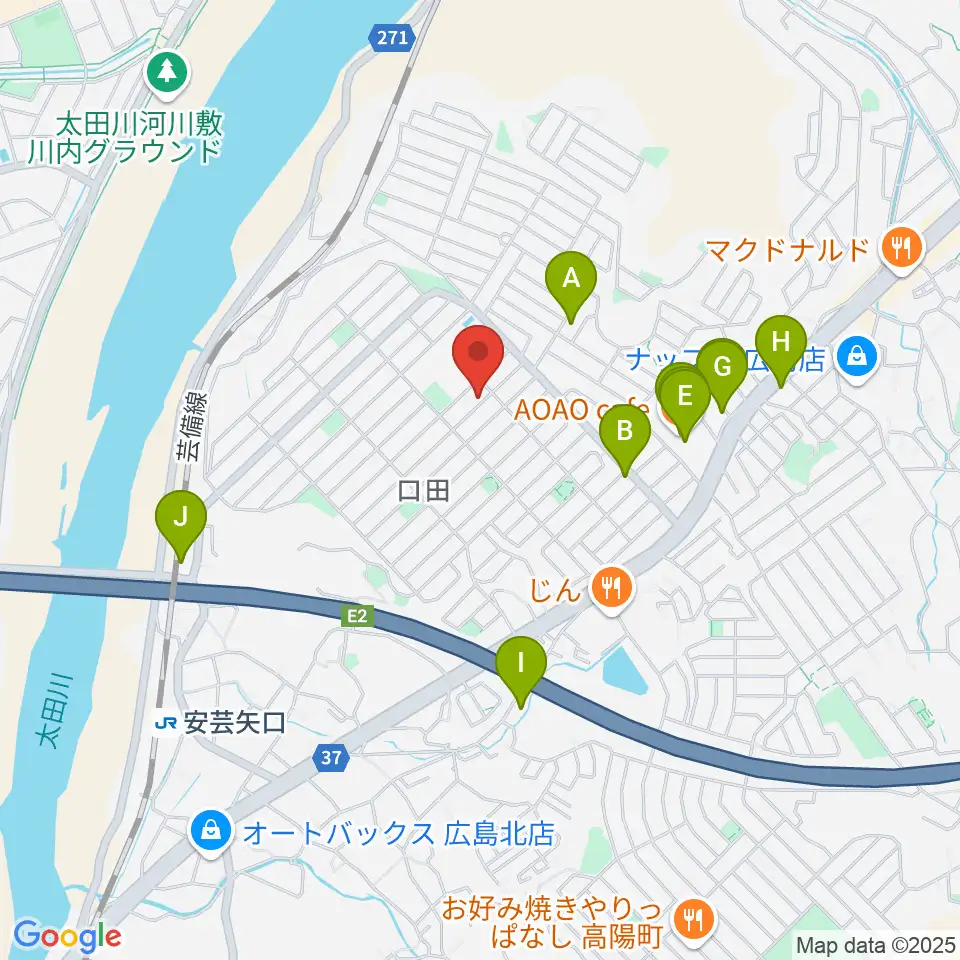 ミュージックウィング広島音楽教室周辺のカフェ一覧地図