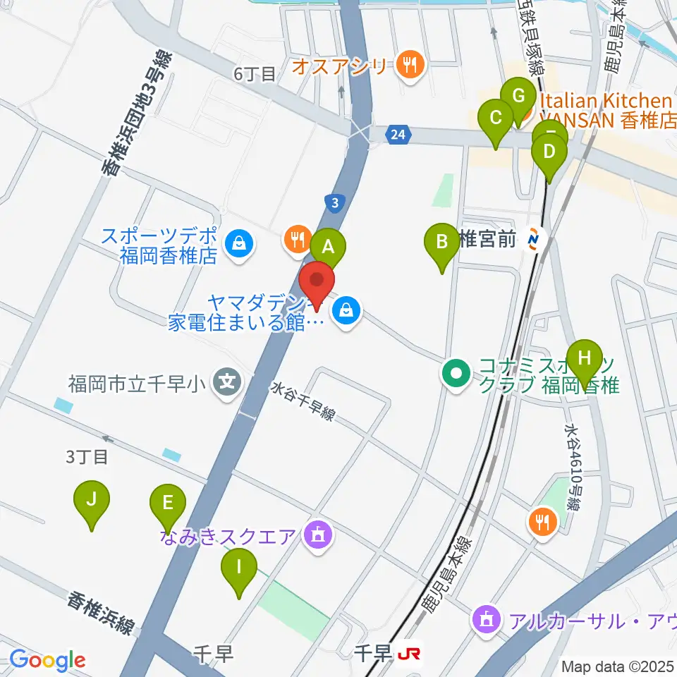 ミュージックメイト福岡周辺のカフェ一覧地図