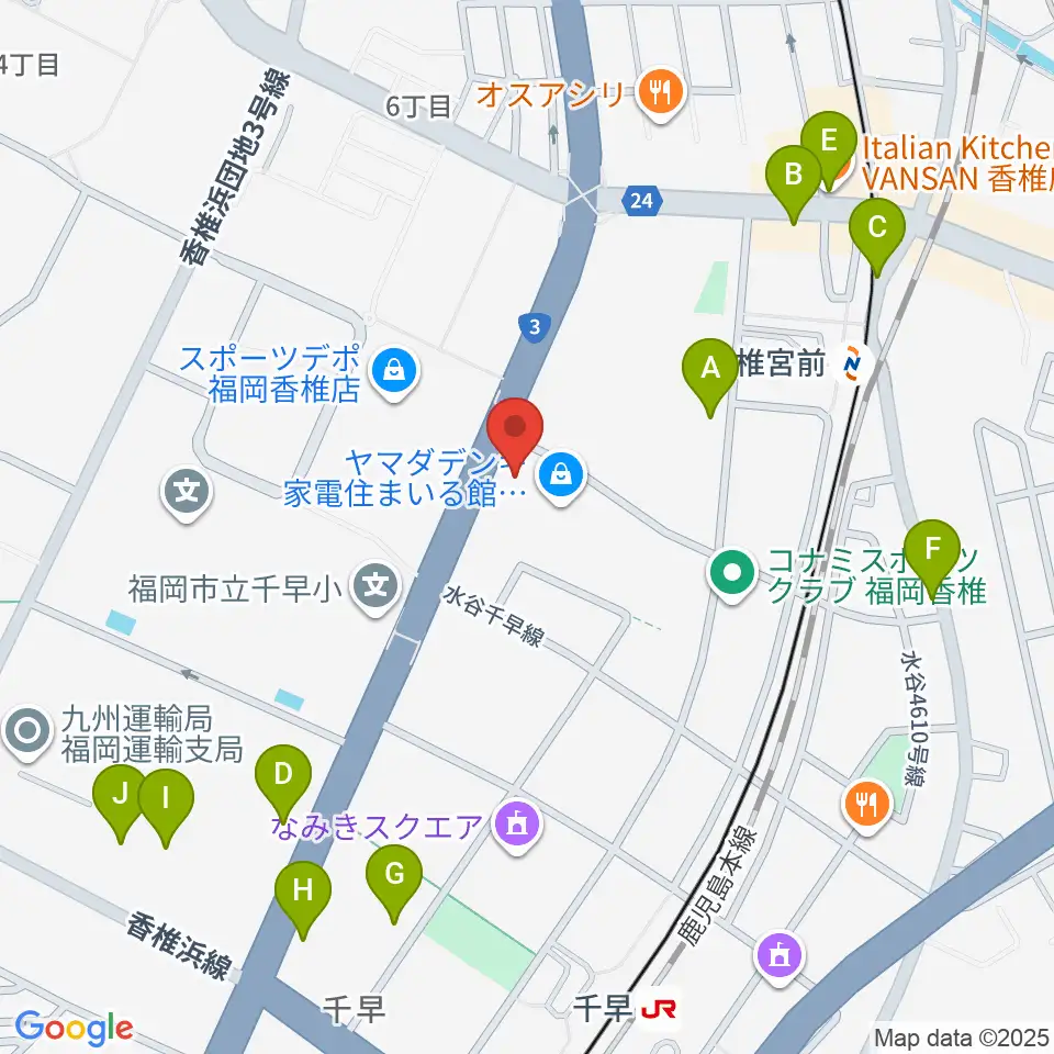 ミュージックメイト福岡周辺のカフェ一覧地図