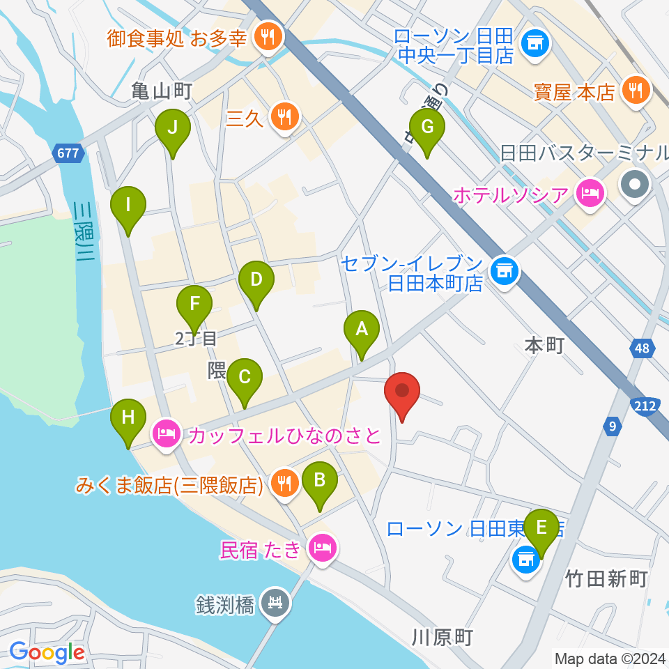 シミズ楽器 音楽教室周辺のカフェ一覧地図