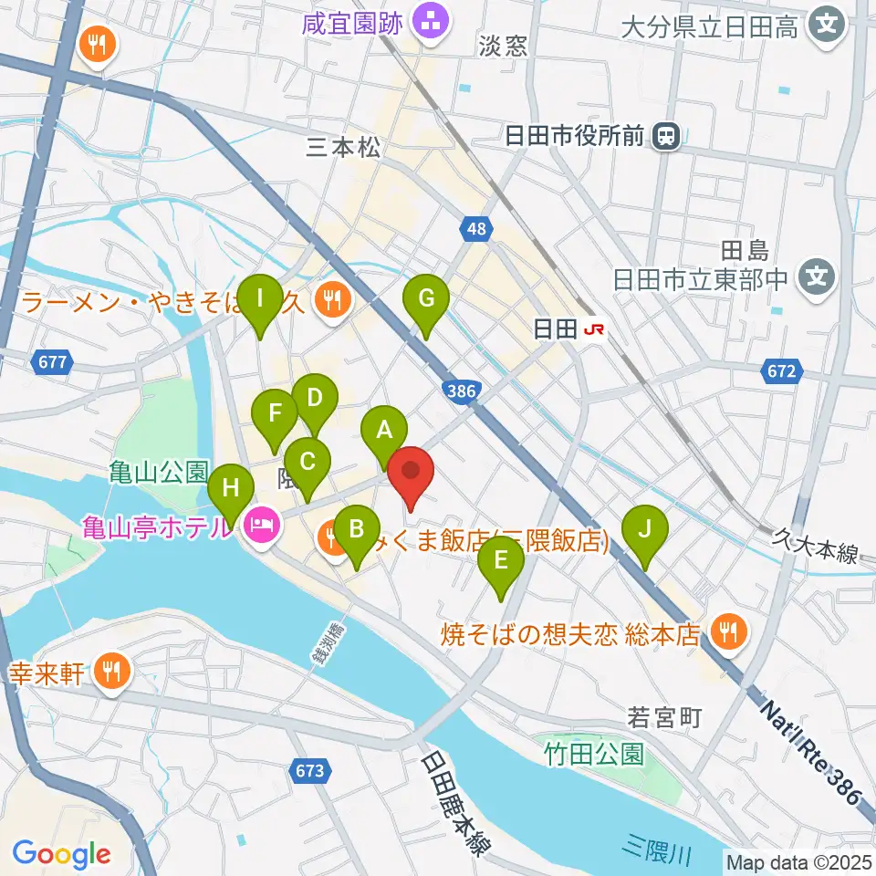 シミズ楽器 音楽教室周辺のカフェ一覧地図