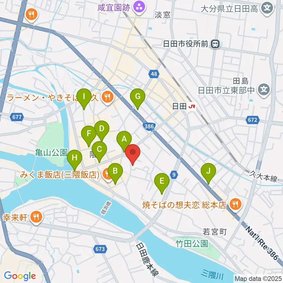 シミズ楽器 音楽教室周辺のカフェ一覧地図
