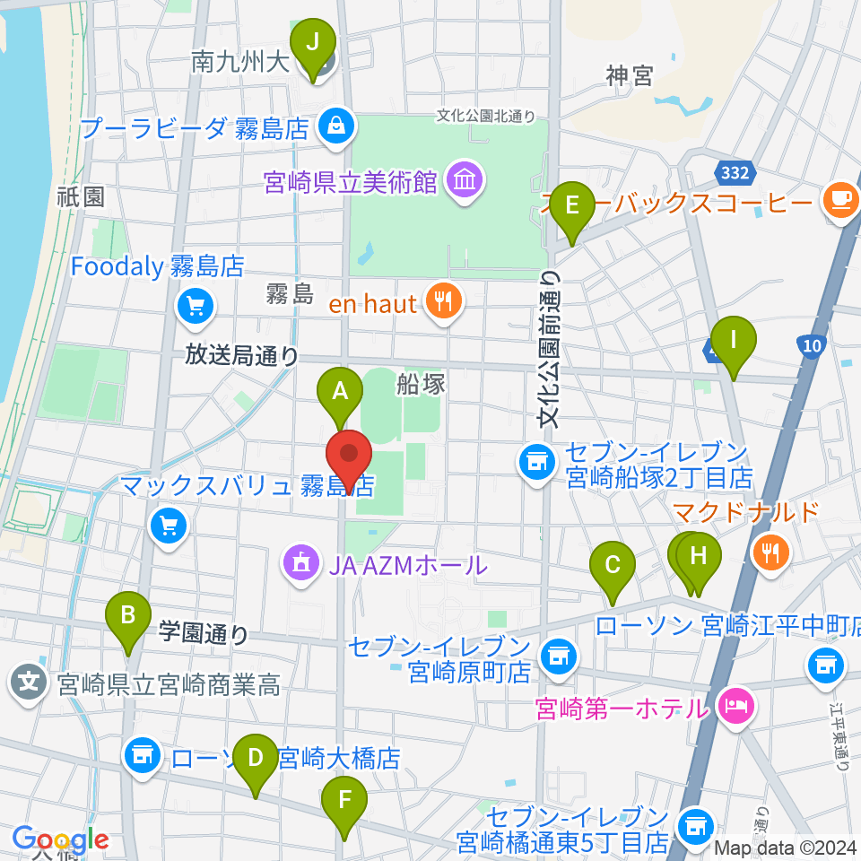 宮崎ピアノ技術センター周辺のカフェ一覧地図