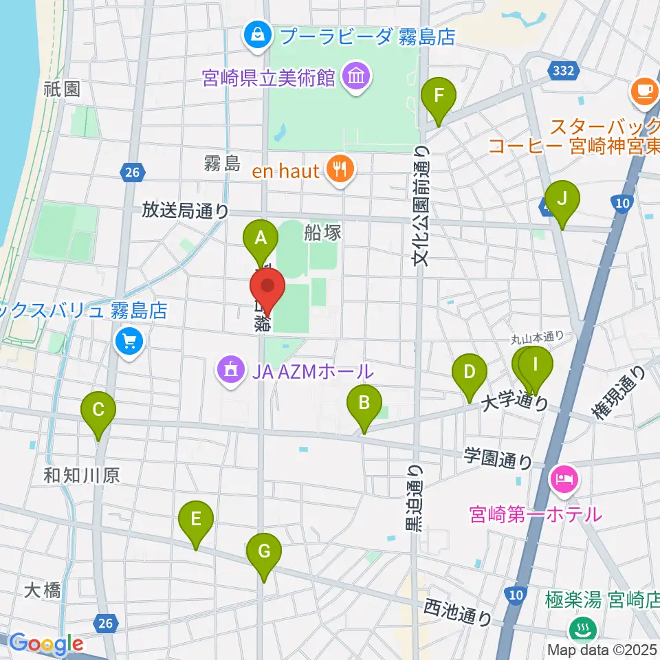 宮崎ピアノ技術センター周辺のカフェ一覧地図