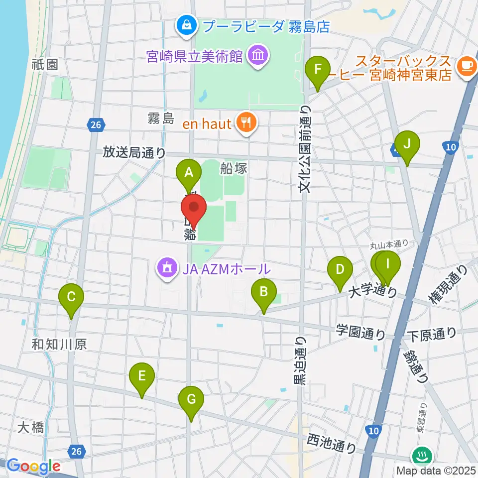 宮崎ピアノ技術センター周辺のカフェ一覧地図