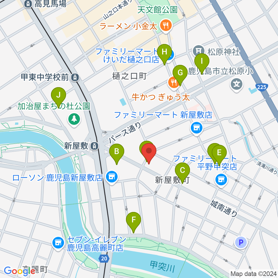 鹿児島音楽教室周辺のカフェ一覧地図