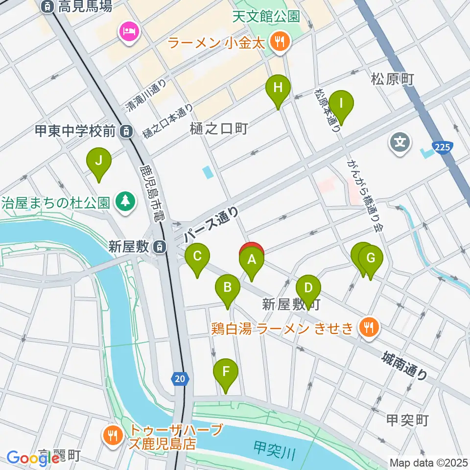 鹿児島音楽教室周辺のカフェ一覧地図