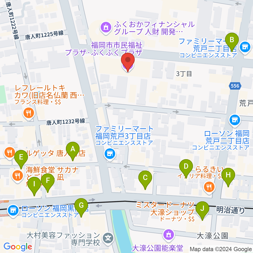 ふくふくプラザ周辺のカフェ一覧地図