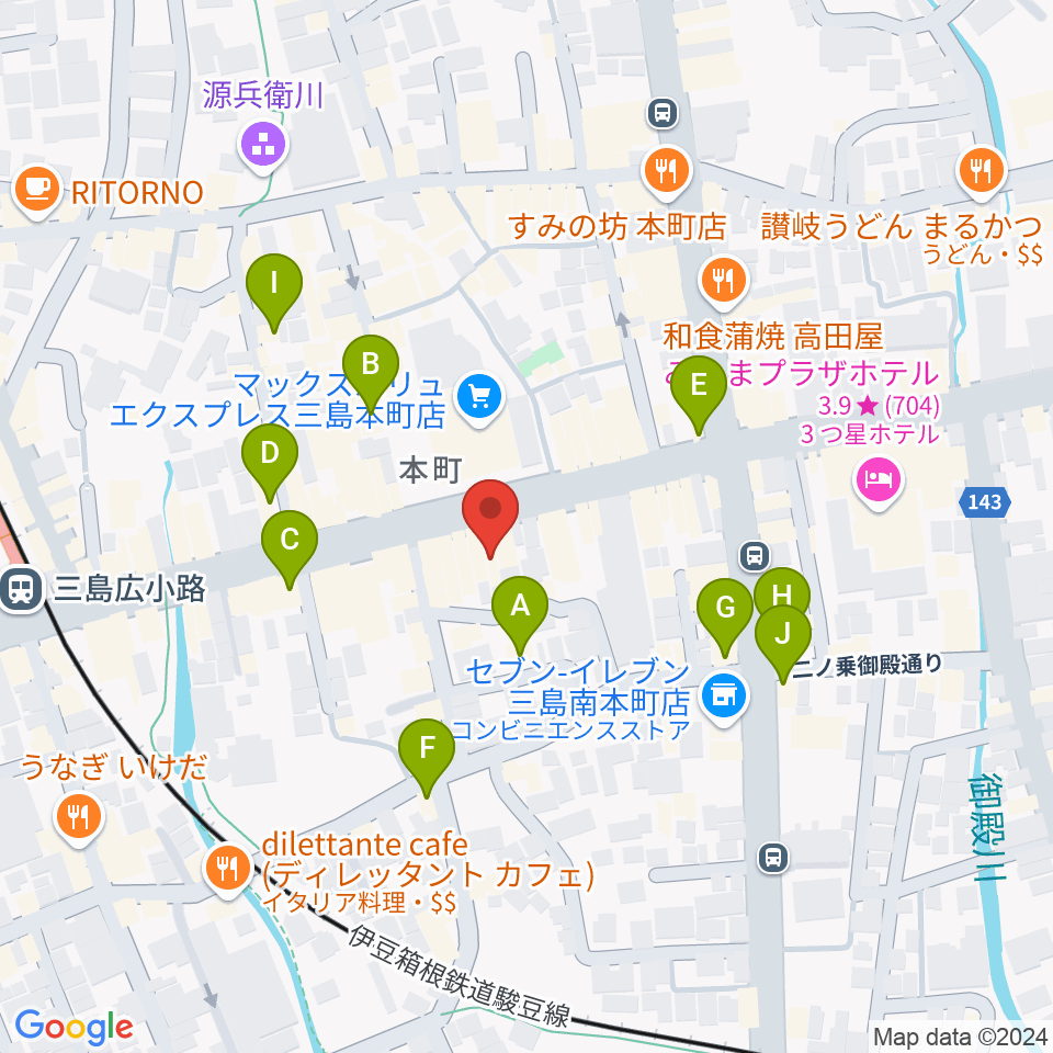 やまがた楽器店周辺のカフェ一覧地図