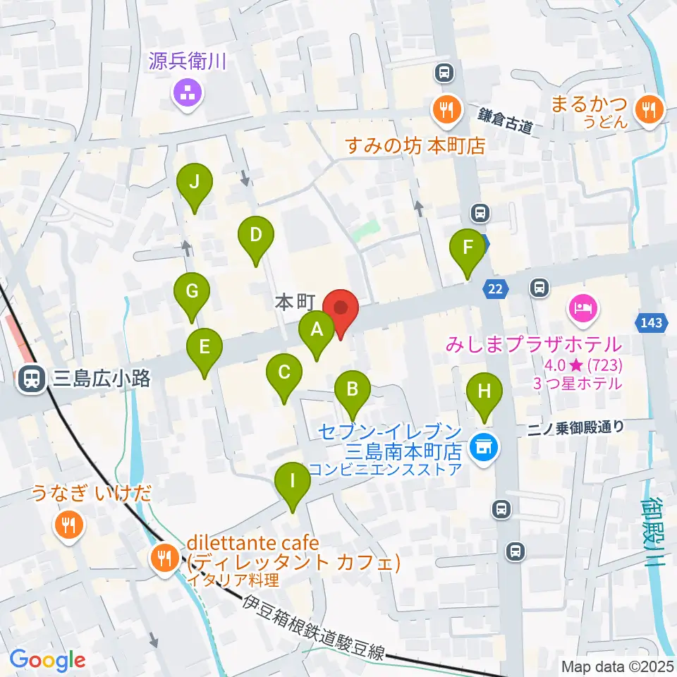 やまがた楽器店周辺のカフェ一覧地図