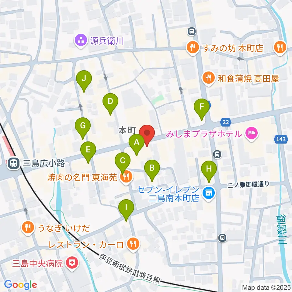 やまがた楽器店周辺のカフェ一覧地図