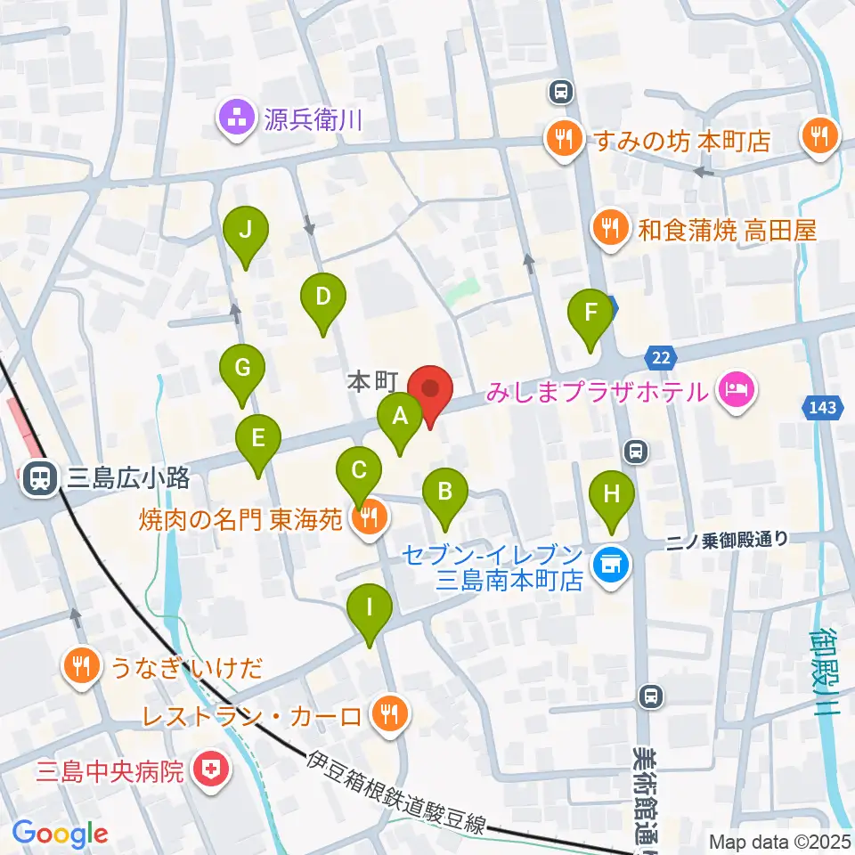 やまがた楽器店周辺のカフェ一覧地図