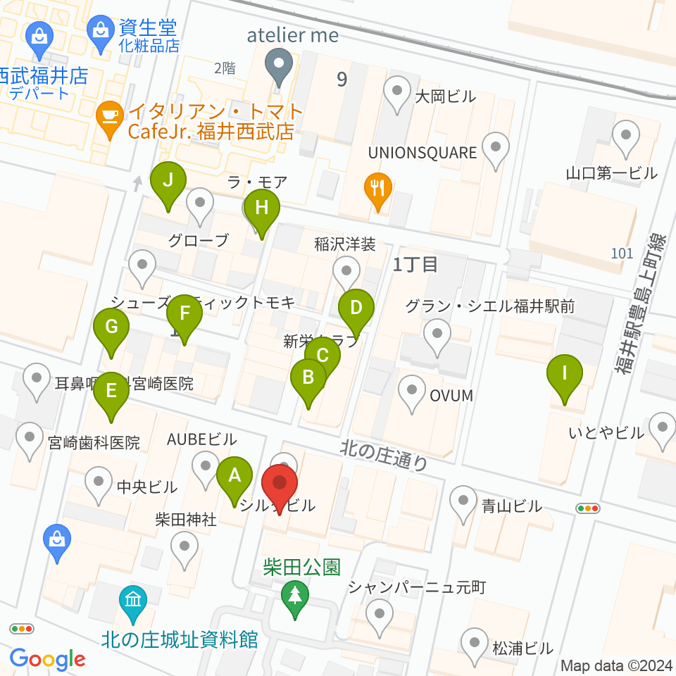 スズキ・メソード福井支部周辺のカフェ一覧地図