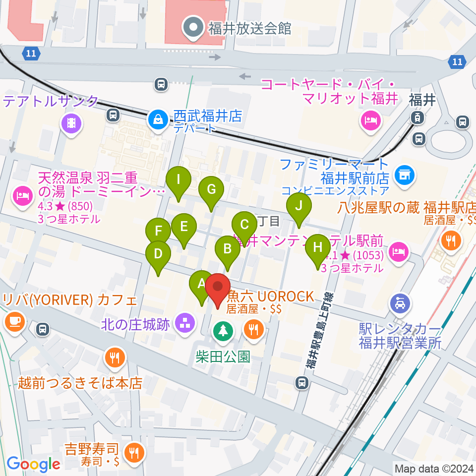 スズキ・メソード福井支部周辺のカフェ一覧地図