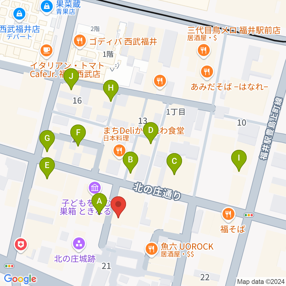 スズキ・メソード福井支部周辺のカフェ一覧地図