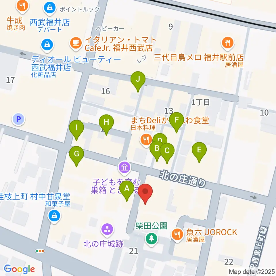 スズキ・メソード福井支部周辺のカフェ一覧地図