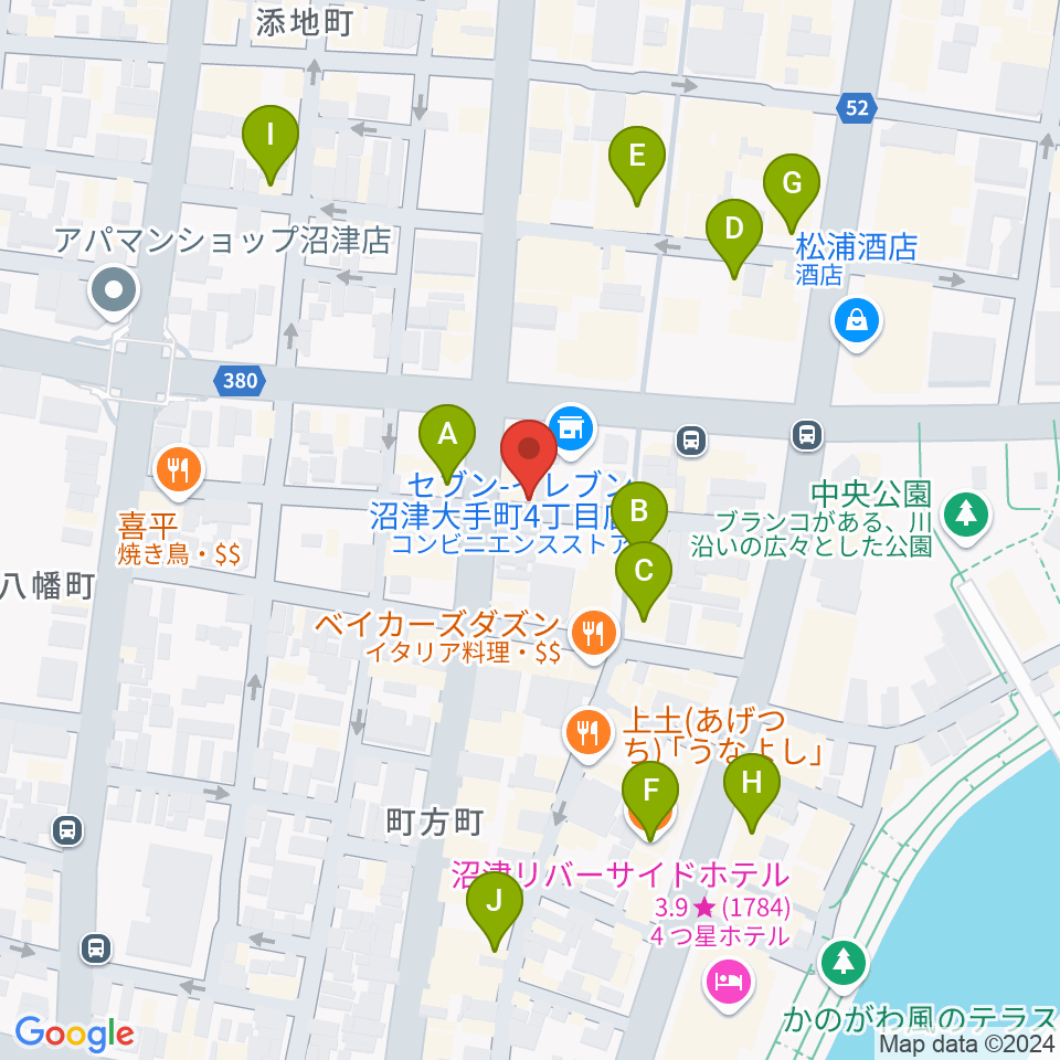 タンザワ楽器 沼津本店周辺のカフェ一覧地図