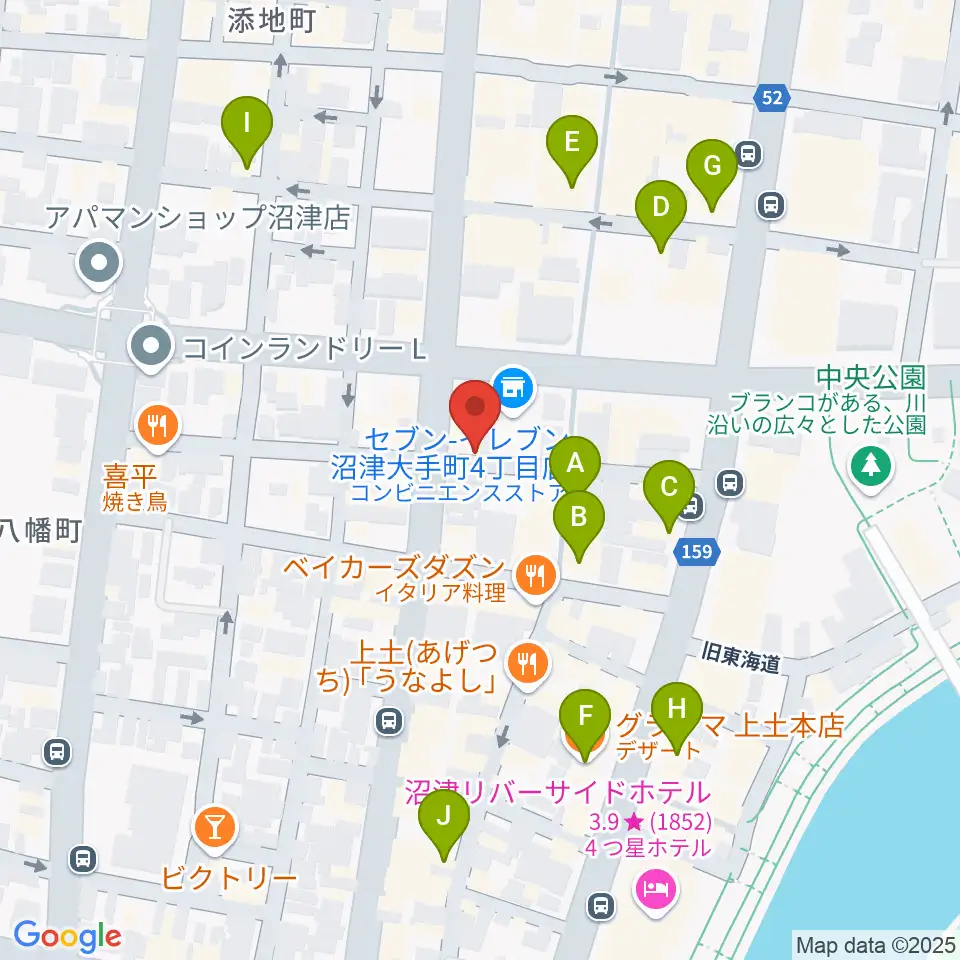 タンザワ楽器 沼津本店周辺のカフェ一覧地図