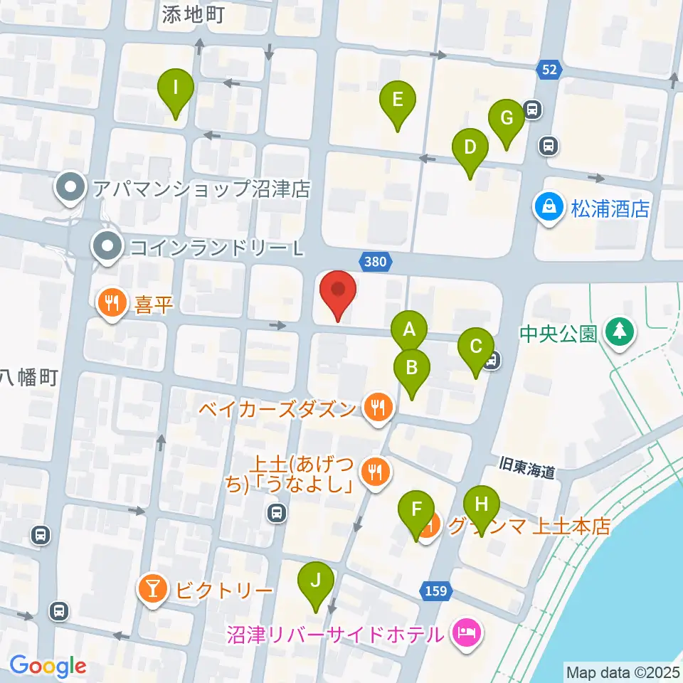 タンザワ楽器 沼津本店周辺のカフェ一覧地図