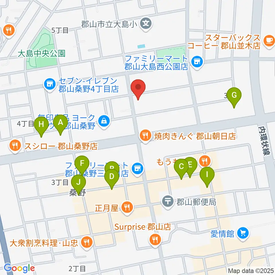 ヤマハミュージック 郡山店周辺のカフェ一覧地図