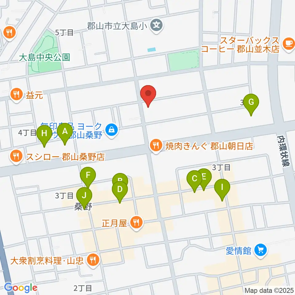 ヤマハミュージック 郡山店周辺のカフェ一覧地図