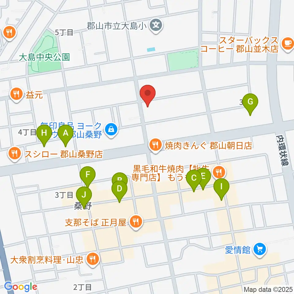 ヤマハミュージック 郡山店周辺のカフェ一覧地図
