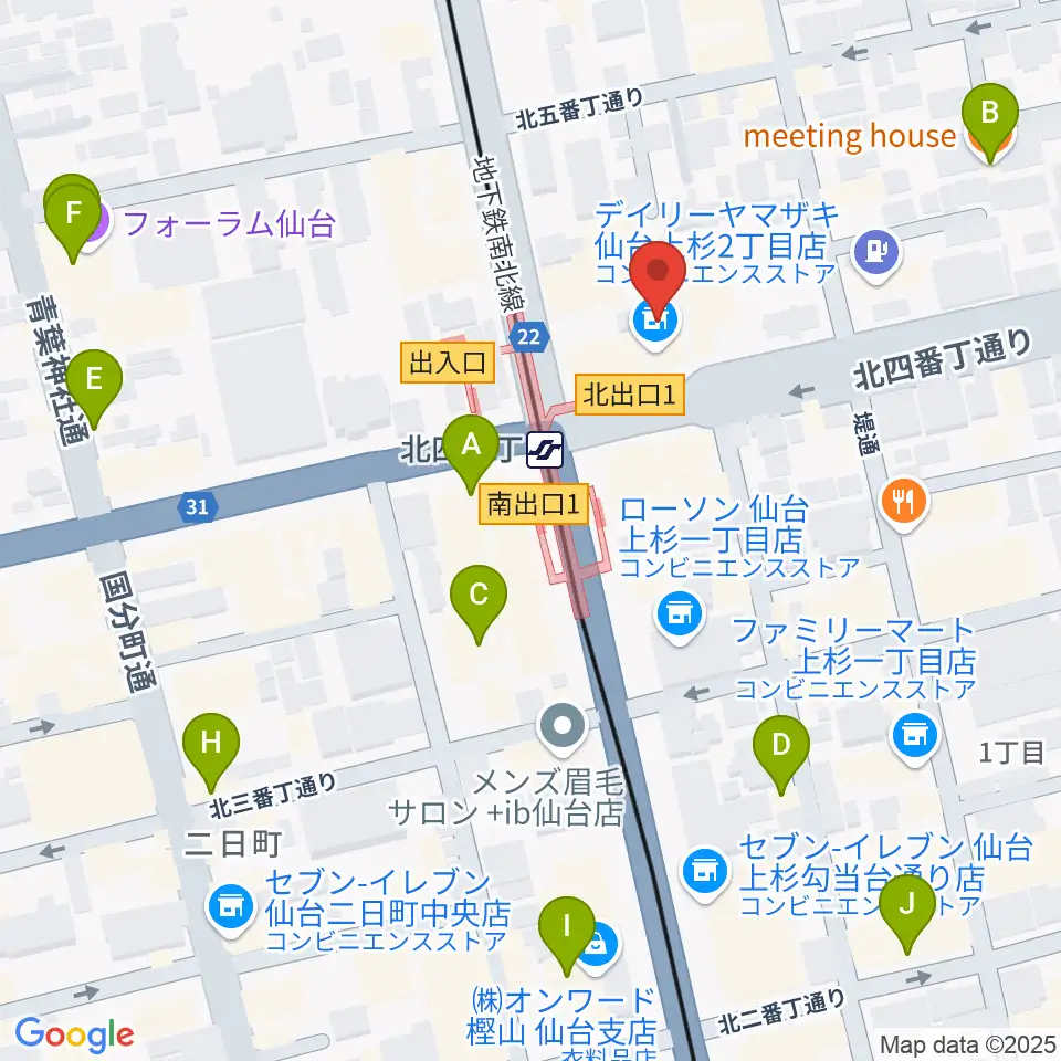 仙台センター ヤマハミュージック周辺のカフェ一覧地図
