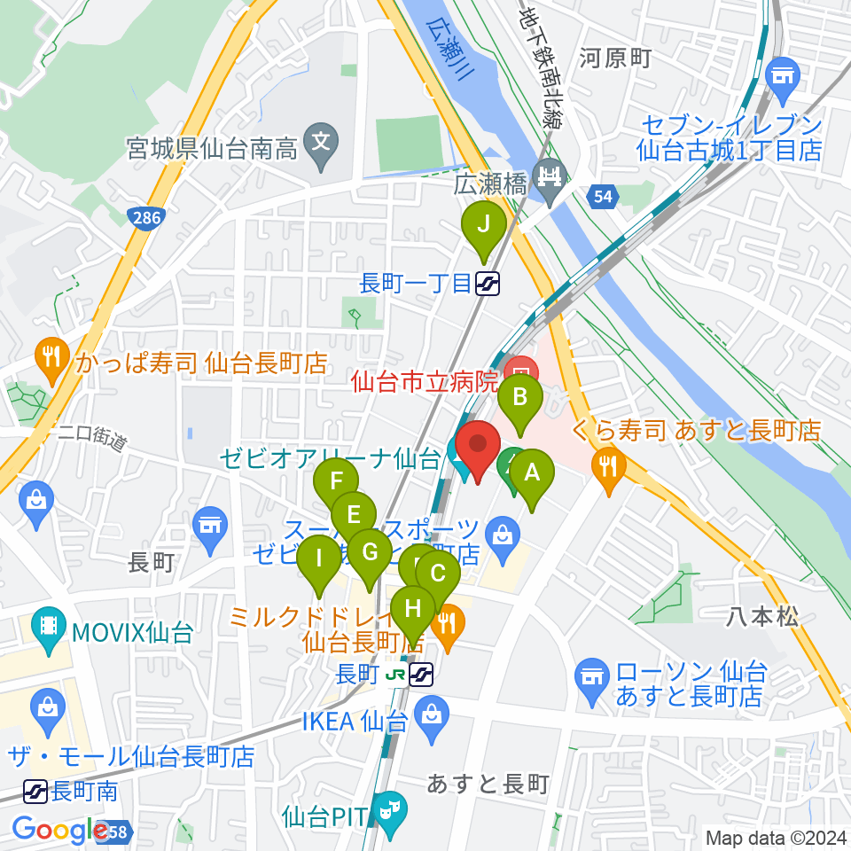 長町センター ヤマハミュージック周辺のカフェ一覧地図