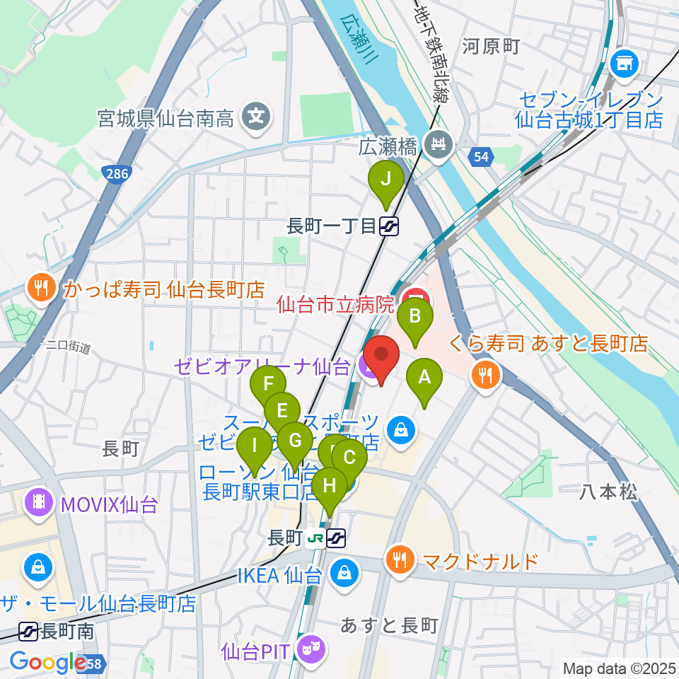 長町センター ヤマハミュージック周辺のカフェ一覧地図