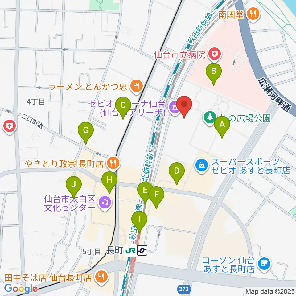 長町センター ヤマハミュージック周辺のカフェ一覧地図