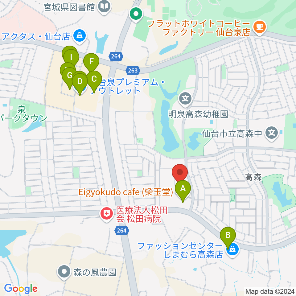 泉パークタウンセンター ヤマハミュージック周辺のカフェ一覧地図