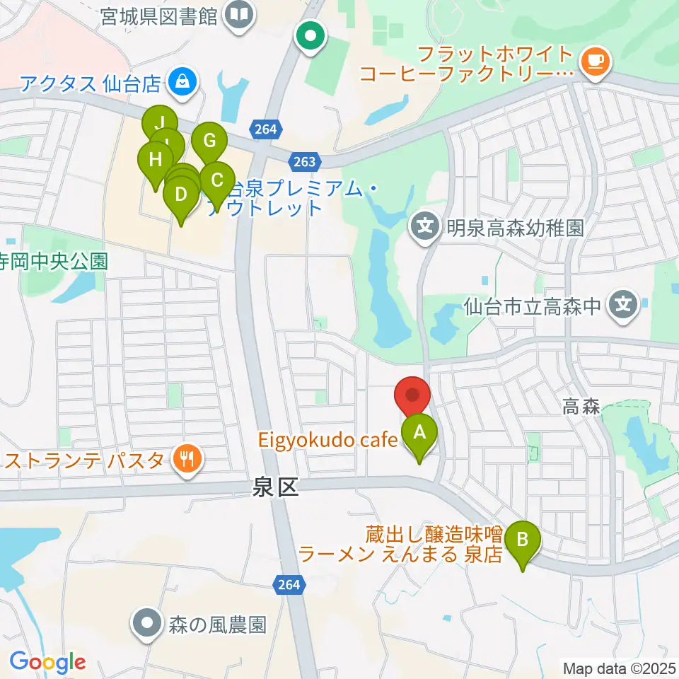 泉パークタウンセンター ヤマハミュージック周辺のカフェ一覧地図