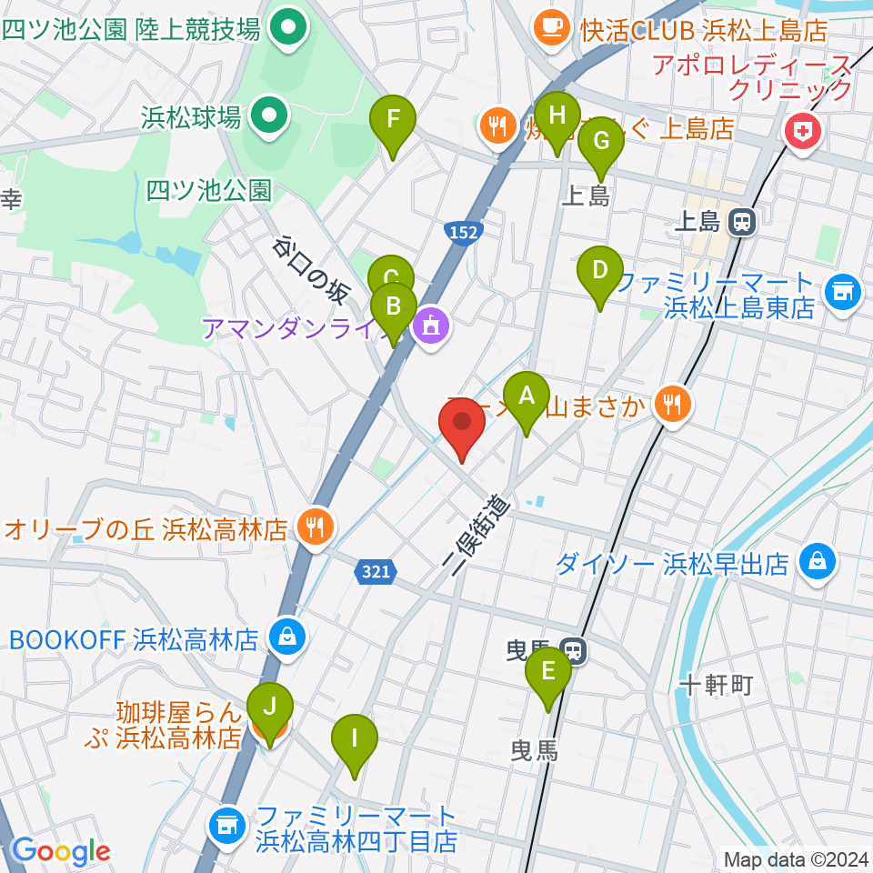 ハーモニカの昭和楽器製造周辺のカフェ一覧地図