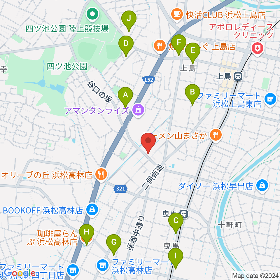 ハーモニカの昭和楽器製造周辺のカフェ一覧地図