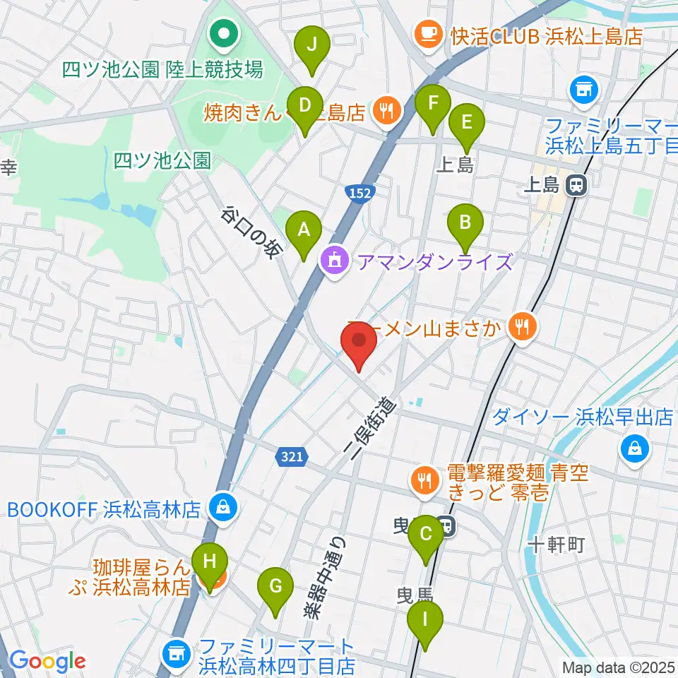 ハーモニカの昭和楽器製造周辺のカフェ一覧地図
