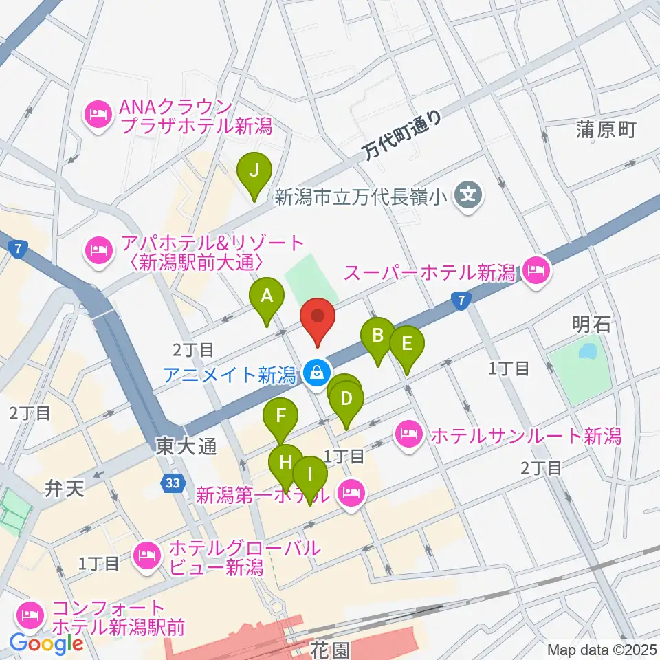 ヤマハミュージック 新潟店周辺のカフェ一覧地図