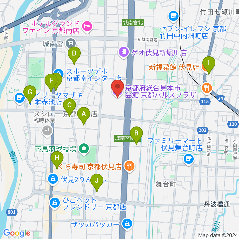 京都パルスプラザ周辺のカフェ一覧地図