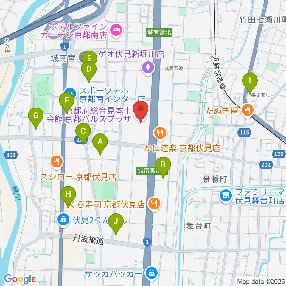 京都パルスプラザ周辺のカフェ一覧地図