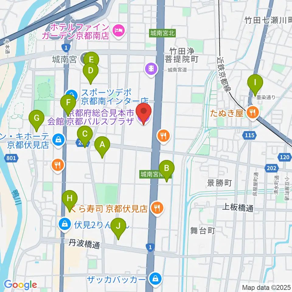 京都パルスプラザ周辺のカフェ一覧地図