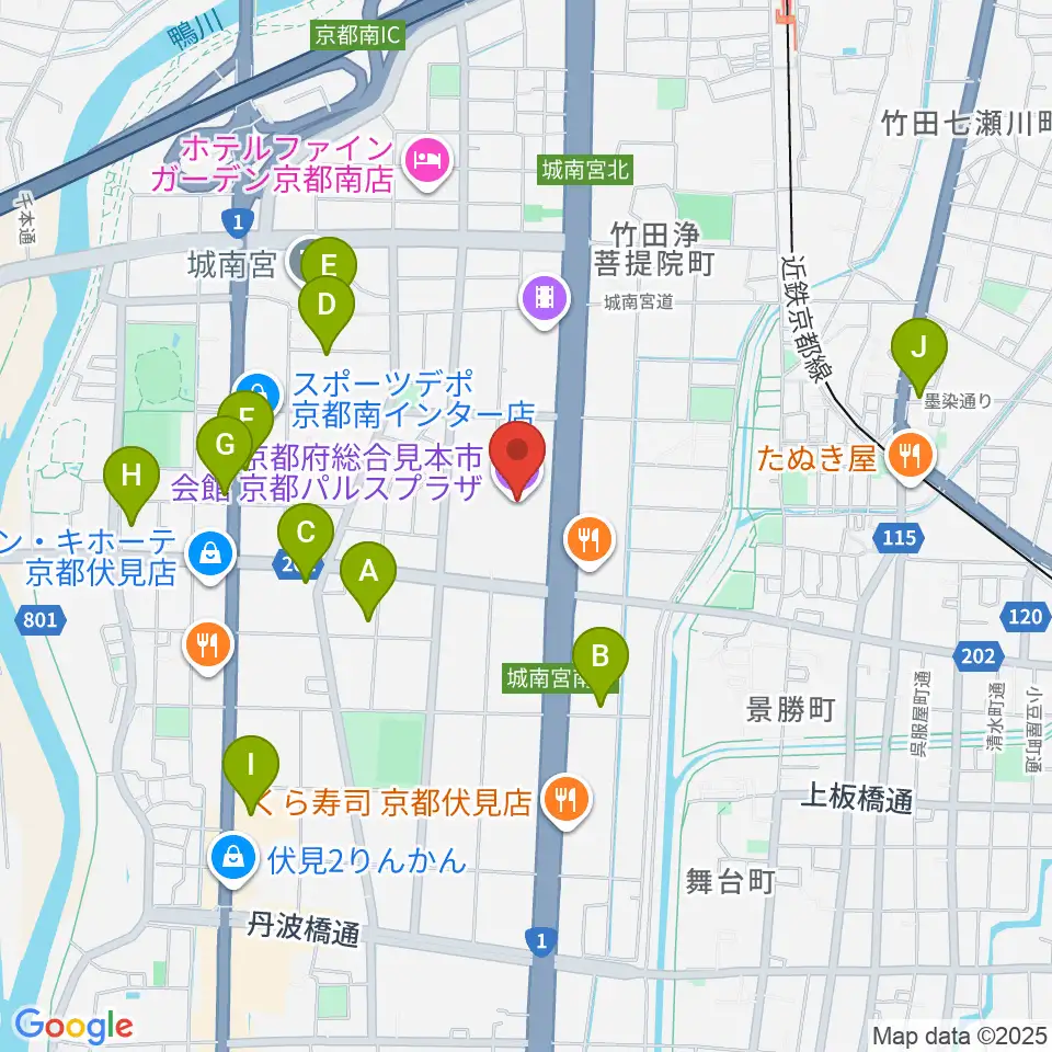 京都パルスプラザ周辺のカフェ一覧地図