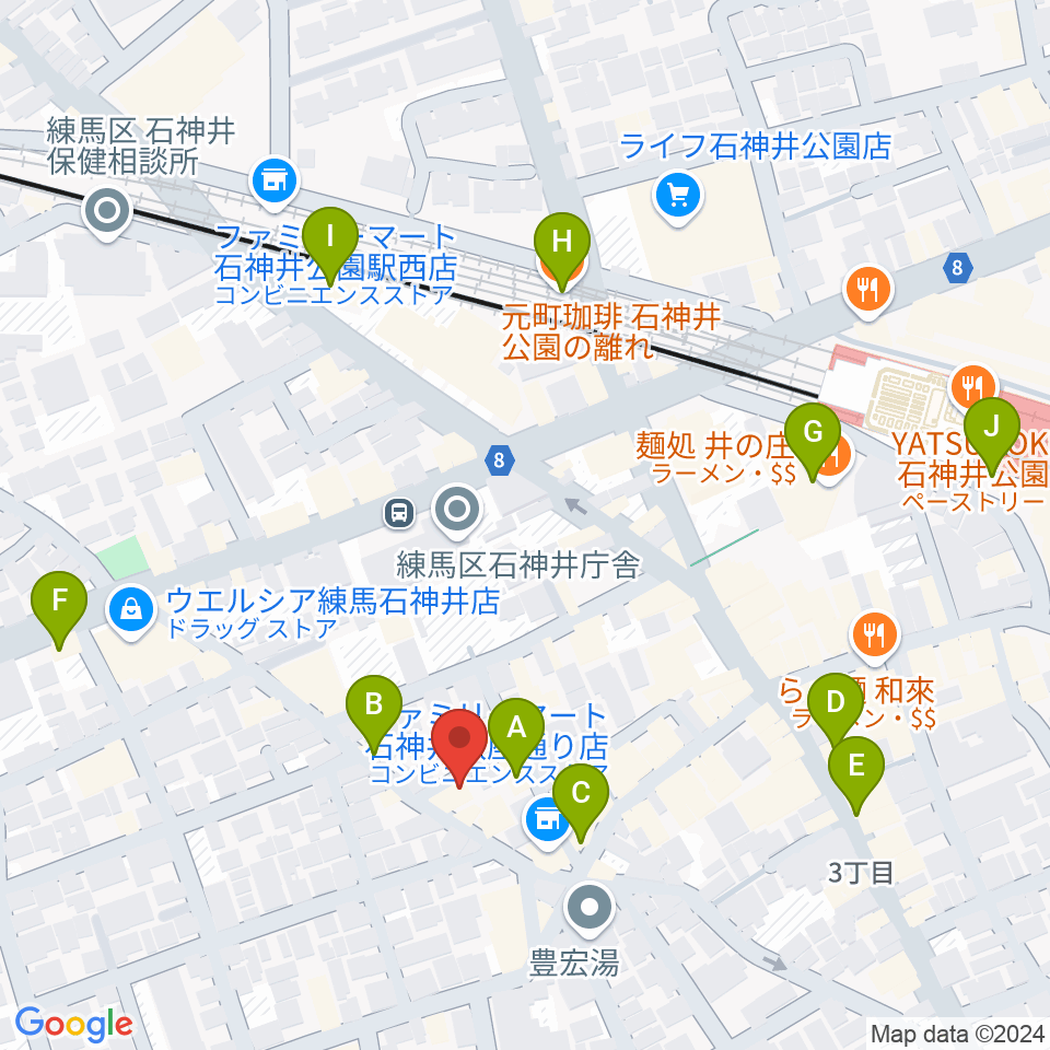 ドットスポットスタジオ周辺のカフェ一覧地図