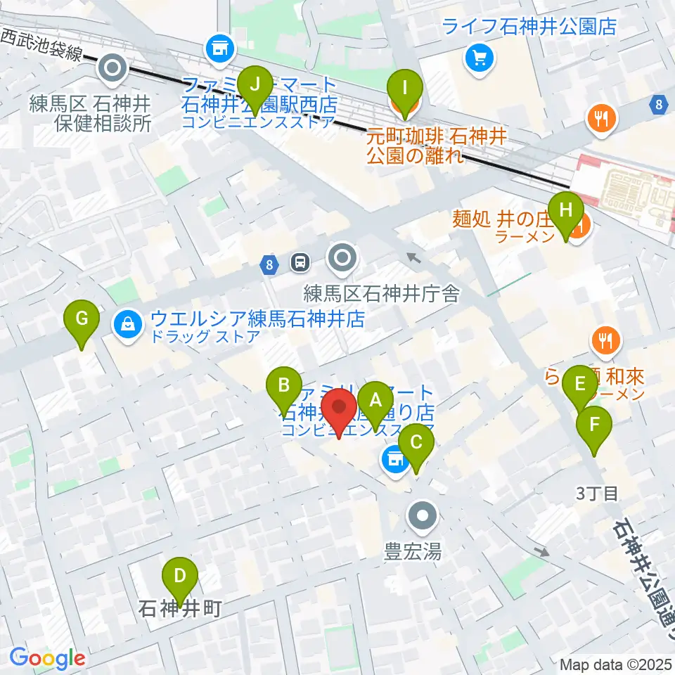 ドットスポットスタジオ周辺のカフェ一覧地図