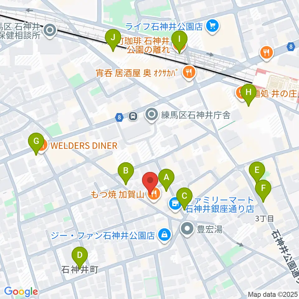 ドットスポットスタジオ周辺のカフェ一覧地図