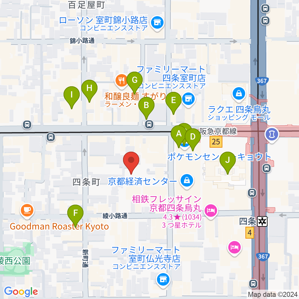 洗心館こころホール周辺のカフェ一覧地図